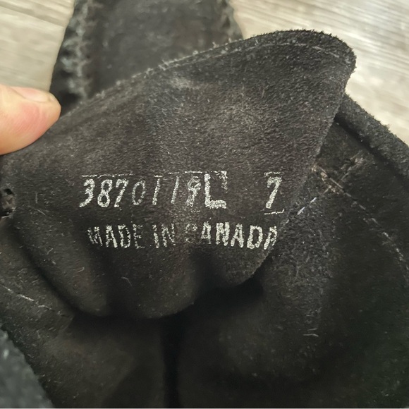 Laurentian Chief Genuine Suede Leather Fringe Moccasin Booties Buffalo Plaid - Picture 4 of 7